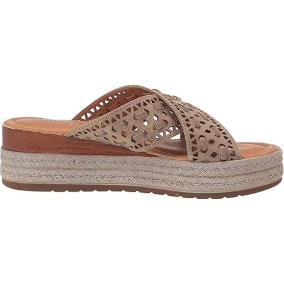 Bella Vita Women's Exa-Italy Wedge Sandal Open Toe Taupe Suede Leather Size 7 - Picture 6 of 8